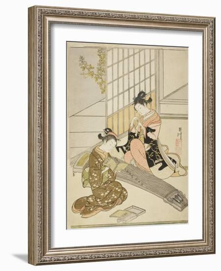 Descending Geese of the Koto Bridges (Kotoji No Rakugan), C.1766-Suzuki Harunobu-Framed Giclee Print