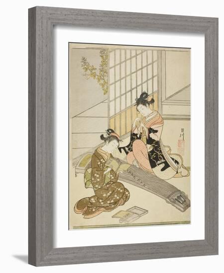 Descending Geese of the Koto Bridges (Kotoji No Rakugan), C.1766-Suzuki Harunobu-Framed Giclee Print