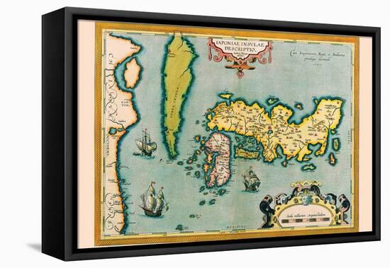 Description of the Japanese Islands-Abraham Ortelius-Framed Stretched Canvas