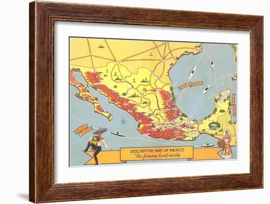 Descriptive Map of Mexico-null-Framed Art Print