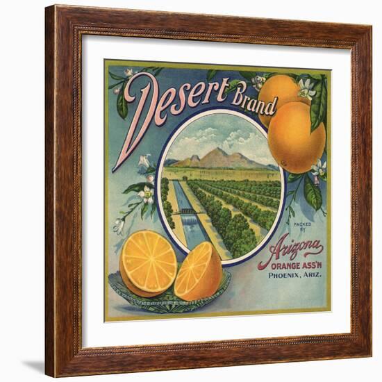 Desert Brand - Phoenix, Arizona - Citrus Crate Label-Lantern Press-Framed Art Print