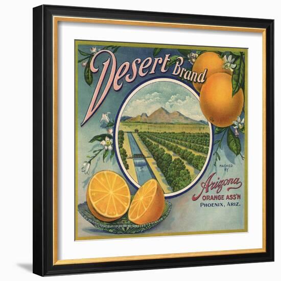 Desert Brand - Phoenix, Arizona - Citrus Crate Label-Lantern Press-Framed Art Print