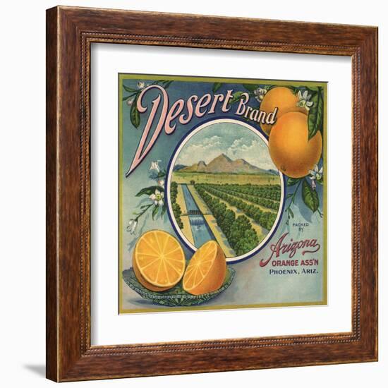 Desert Brand - Phoenix, Arizona - Citrus Crate Label-Lantern Press-Framed Art Print