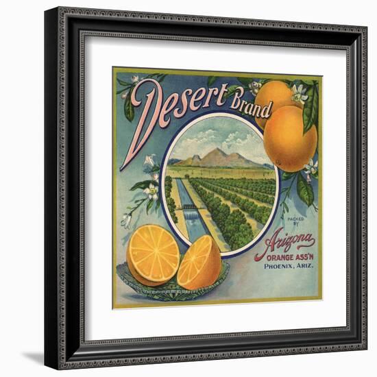 Desert Brand - Phoenix, Arizona - Citrus Crate Label-Lantern Press-Framed Art Print