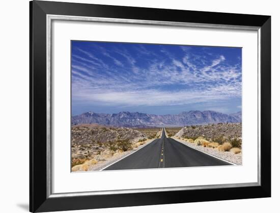 Desert Highway near Death Valley.-Jon Hicks-Framed Photographic Print