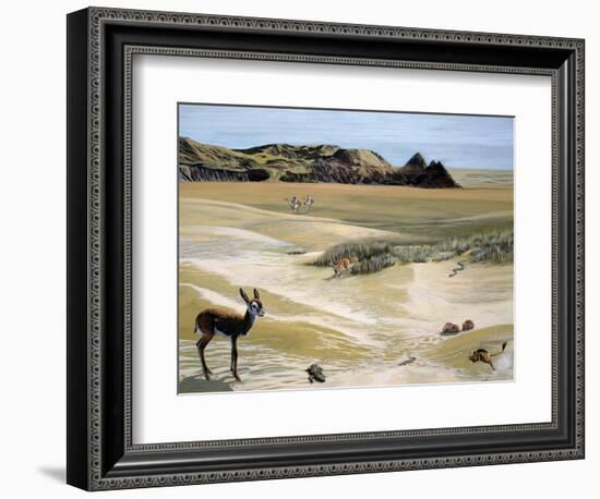 Desert Landscape and Fauna, Drawing-null-Framed Giclee Print