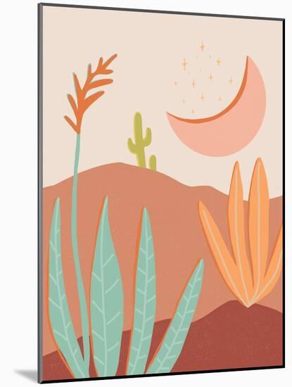 Desert Moon Boho Landscape-null-Mounted Art Print