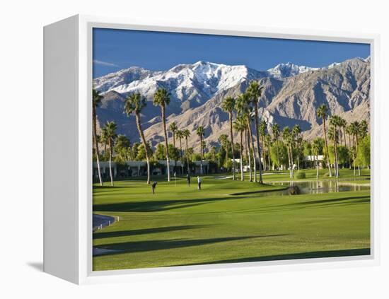 Desert Princess Golf Course and Mountains, Palm Springs, California, USA-Walter Bibikow-Framed Premier Image Canvas