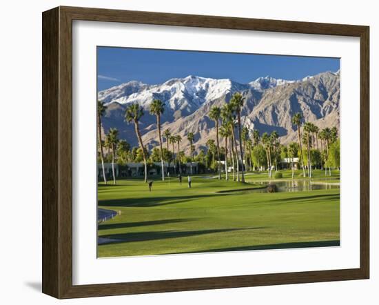 Desert Princess Golf Course and Mountains, Palm Springs, California, USA-Walter Bibikow-Framed Photographic Print