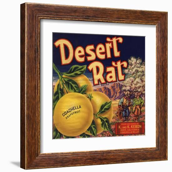 Desert Rat Brand - Indio, California - Citrus Crate Label-Lantern Press-Framed Art Print