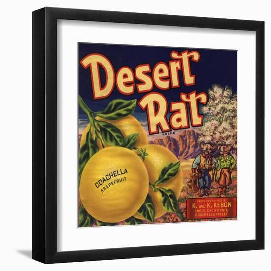 Desert Rat Brand - Indio, California - Citrus Crate Label-Lantern Press-Framed Art Print