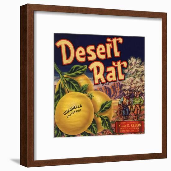 Desert Rat Brand - Indio, California - Citrus Crate Label-Lantern Press-Framed Art Print