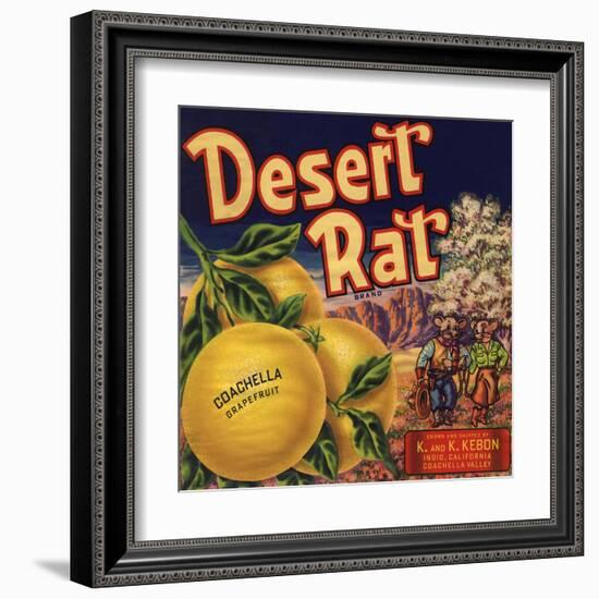 Desert Rat Brand - Indio, California - Citrus Crate Label-Lantern Press-Framed Art Print