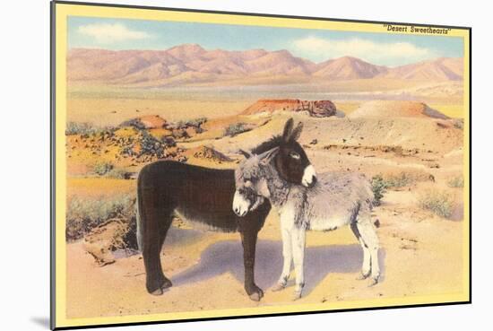 Desert Sweethearts, Nuzzling Burros-null-Mounted Art Print