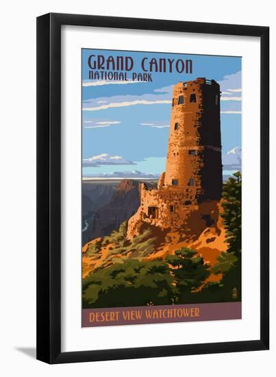 Desert View Watchtower - Grand Canyon-Lantern Press-Framed Art Print