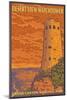 Desert Watchtower, Grand Canyon, Arizona-Lantern Press-Mounted Art Print