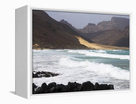 Deserted Beach at Praia Grande, Sao Vicente, Cape Verde Islands, Atlantic Ocean, Africa-Robert Harding-Framed Premier Image Canvas