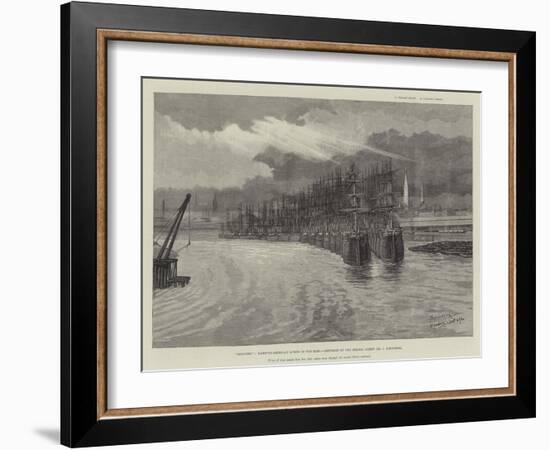 Deserted, Hamburg-American Liners in the Elbe-Johann Nepomuk Schonberg-Framed Giclee Print