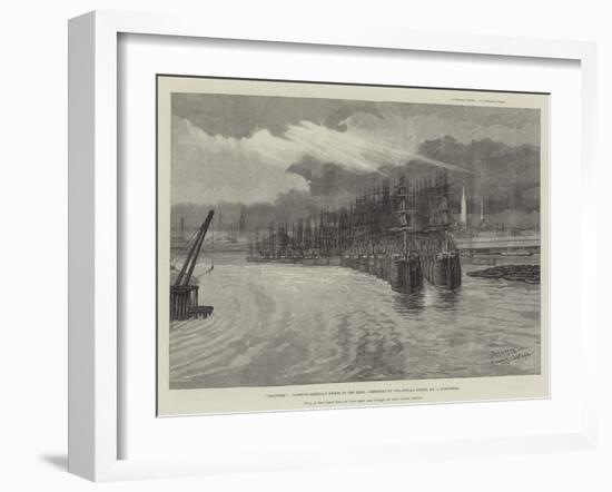 Deserted, Hamburg-American Liners in the Elbe-Johann Nepomuk Schonberg-Framed Giclee Print