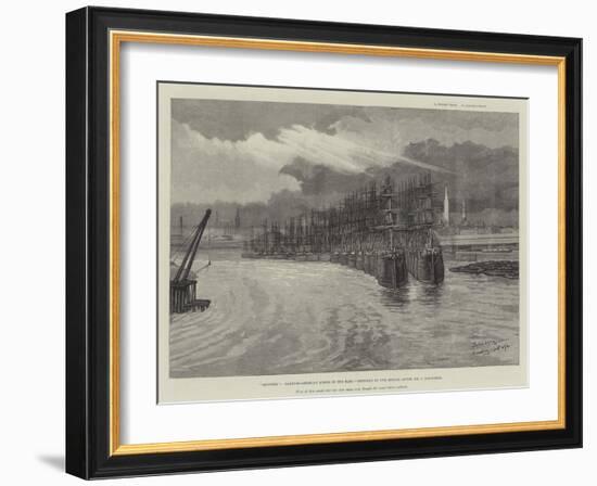 Deserted, Hamburg-American Liners in the Elbe-Johann Nepomuk Schonberg-Framed Giclee Print