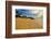 Deserted Morning Beach With Golden Sand And Footprints-vitalytitov-Framed Photographic Print