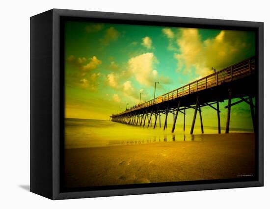 Deserted Pier under Turquoise Sky-Jan Lakey-Framed Premier Image Canvas