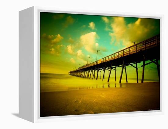 Deserted Pier under Turquoise Sky-Jan Lakey-Framed Premier Image Canvas