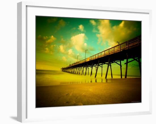 Deserted Pier under Turquoise Sky-Jan Lakey-Framed Photographic Print