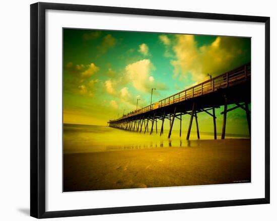 Deserted Pier under Turquoise Sky-Jan Lakey-Framed Photographic Print