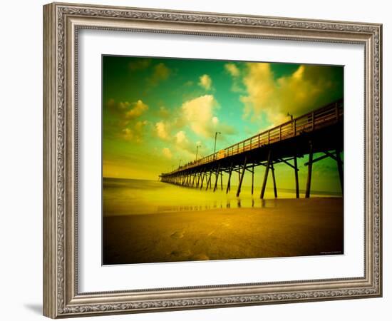 Deserted Pier under Turquoise Sky-Jan Lakey-Framed Photographic Print