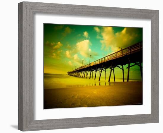 Deserted Pier under Turquoise Sky-Jan Lakey-Framed Photographic Print