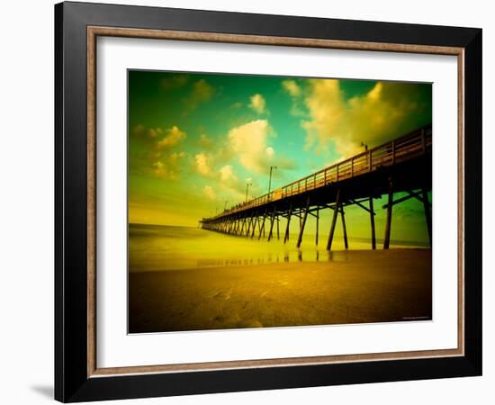 Deserted Pier under Turquoise Sky-Jan Lakey-Framed Photographic Print