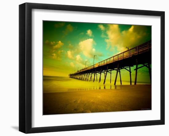 Deserted Pier under Turquoise Sky-Jan Lakey-Framed Photographic Print