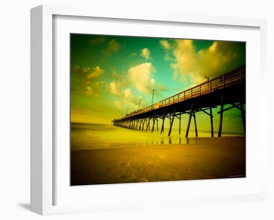 Deserted Pier under Turquoise Sky-Jan Lakey-Framed Photographic Print