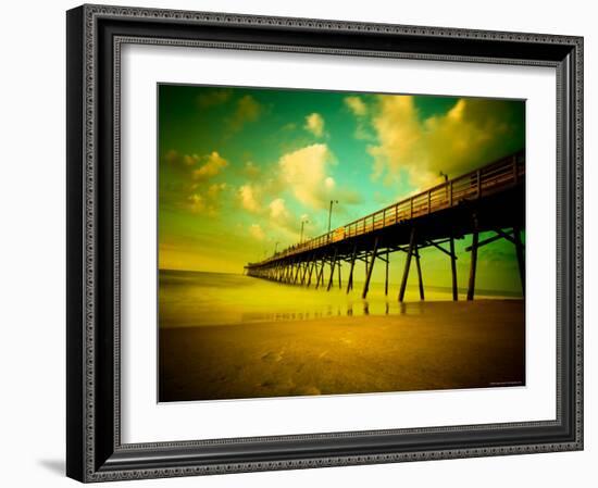 Deserted Pier under Turquoise Sky-Jan Lakey-Framed Photographic Print