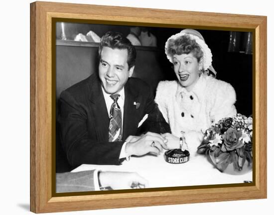 Desi Arnaz and Lucille Ball at the Stork Club, 1947-null-Framed Stretched Canvas