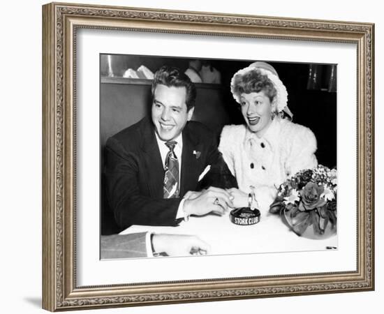 Desi Arnaz and Lucille Ball at the Stork Club, 1947-null-Framed Photo