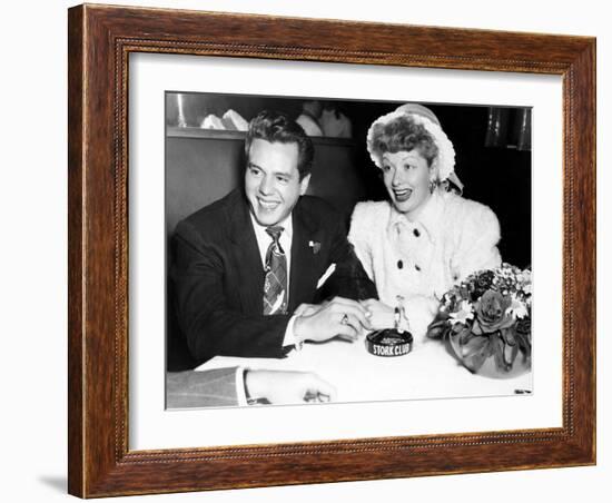 Desi Arnaz and Lucille Ball at the Stork Club, 1947-null-Framed Photo