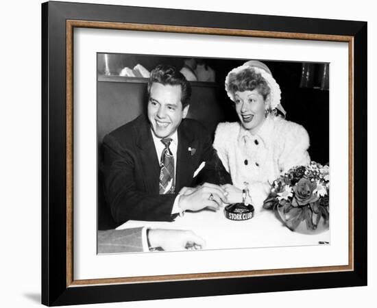 Desi Arnaz and Lucille Ball at the Stork Club, 1947-null-Framed Photo