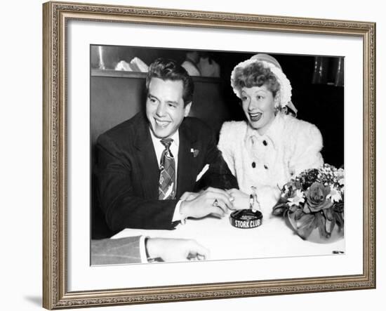 Desi Arnaz and Lucille Ball at the Stork Club, 1947-null-Framed Photo