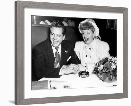 Desi Arnaz and Lucille Ball at the Stork Club, 1947-null-Framed Photo