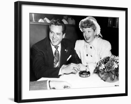 Desi Arnaz and Lucille Ball at the Stork Club, 1947-null-Framed Photo