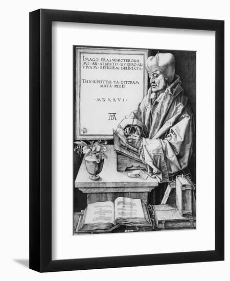 Desiderius Erasmus (1466-1536) of Rotterdam, 1526 (Engraving)-Albrecht Dürer-Framed Giclee Print