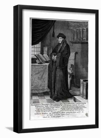 Desiderius Erasmus, 'Restorer of the Latin Language' (Engraving)-Dutch-Framed Giclee Print