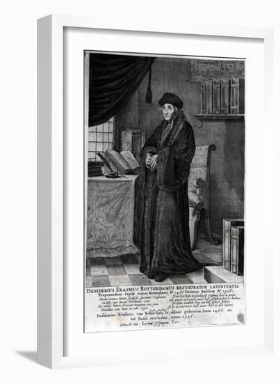 Desiderius Erasmus, 'Restorer of the Latin Language' (Engraving)-Dutch-Framed Giclee Print