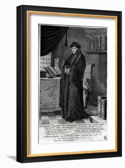 Desiderius Erasmus, 'Restorer of the Latin Language' (Engraving)-Dutch-Framed Giclee Print