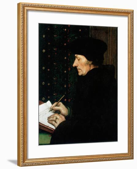 Desiderus Erasmus, Dutch Humanist and Scholar, 1523-Hans Holbein the Younger-Framed Giclee Print