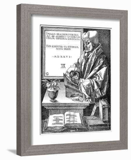 Desiderus Erasmus Using Writing Slope (1465-153), Dutch Humanist and Scholar-Albrecht Durer-Framed Giclee Print