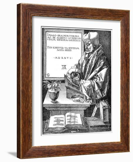 Desiderus Erasmus Using Writing Slope (1465-153), Dutch Humanist and Scholar-Albrecht Durer-Framed Giclee Print