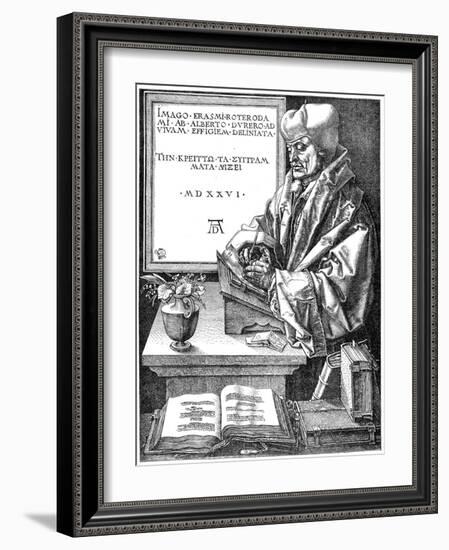 Desiderus Erasmus Using Writing Slope (1465-153), Dutch Humanist and Scholar-Albrecht Durer-Framed Giclee Print